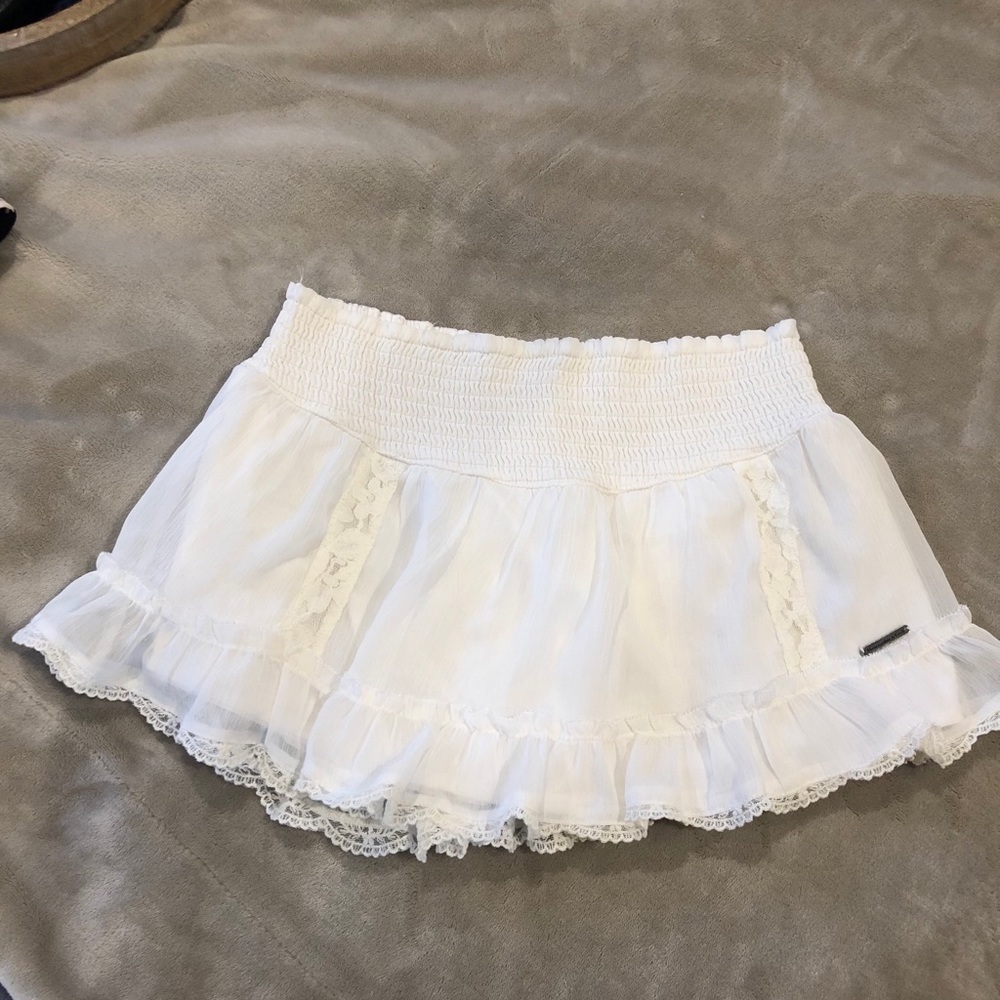 White Sheer Lace Skirt